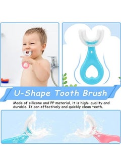 LCAREMOM 10 Pieces U-Shaped Toothbrush Kids, Soft Silicone Brush Head Full-Mouth Manual Toothbrush, 360° Oral Cleaning Design, Suitable for Toddlers Aged 2-6 Years (Blue+Pink)  - Image 2