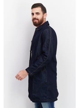 Raw Denim Society Men Solid Long Denim Jacket, Blue  - Image 2