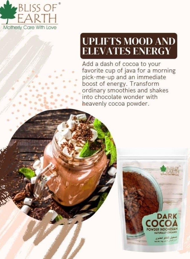BLISS OF EARTH Naturally Organic Dark Cocoa Powder for Baking, Chocolate Cake Cookies Chocolate Shake Unsweetened Cocoa 100GM Pack of 3 - Image 4