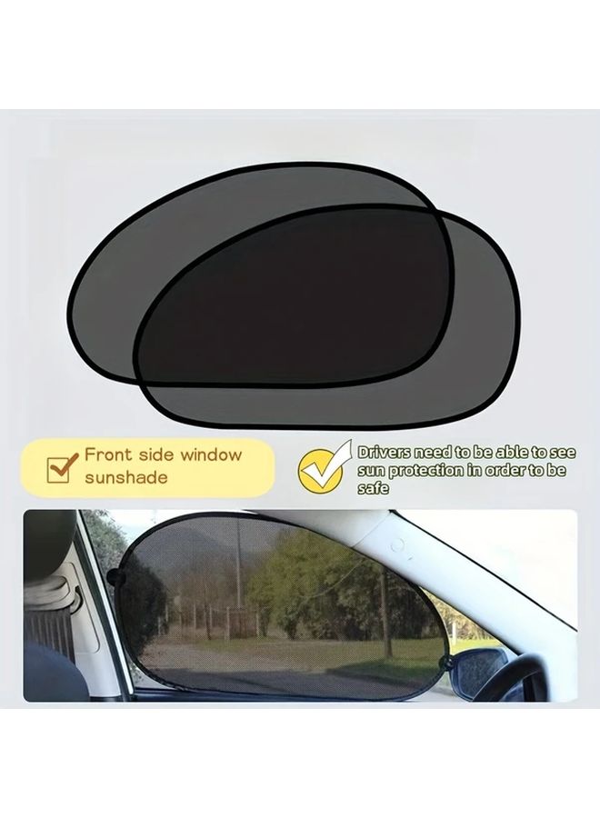 2 Pack Car Window Sunshades UV Protection Nylon Curtains Black - Image 1
