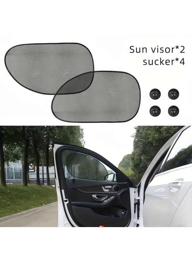 2 Pack Car Window Sunshades UV Protection Nylon Curtains Black - Image 3