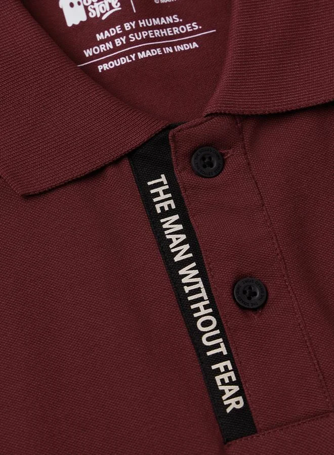 The Souled Store  Men Maroon Polo T-Shirt with 3D Logo Print for Men | Best Price UAE