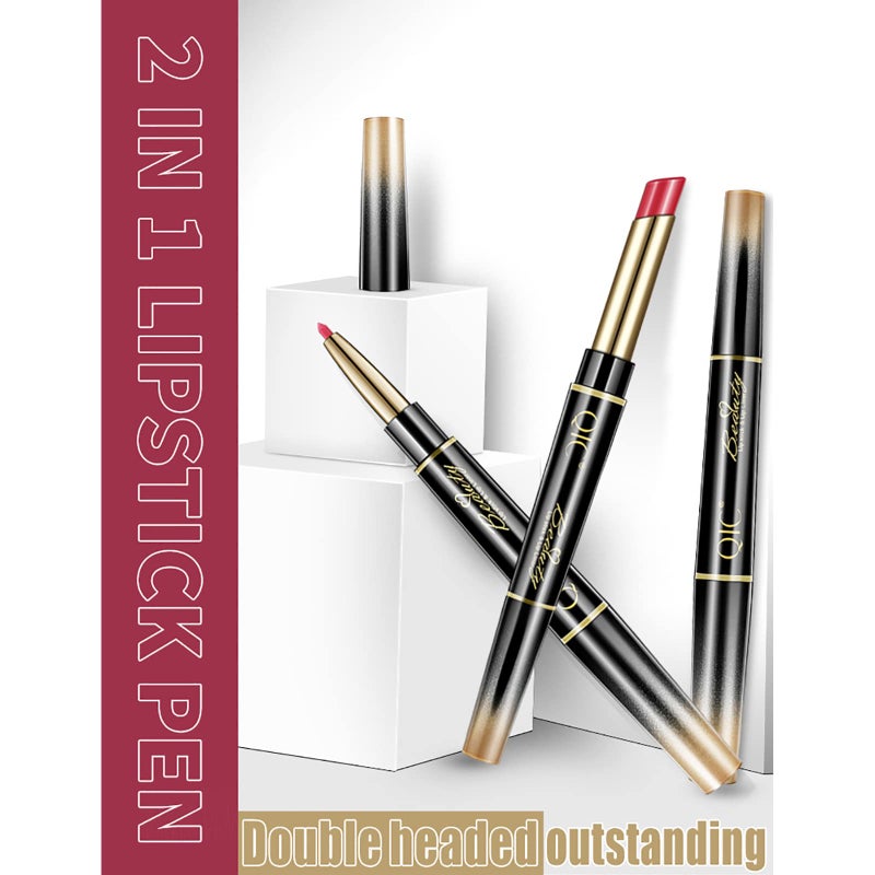 Aseawave 6Pcs Lip Liner and Lipstick Makeup Set, Purple Red/Claret/Vermilion/Pastel Orange/Rose/Ruby Red Lipstick Pen and with Lip Liner Pencil Set Lip Gift Set for Daily/Travel/Party/Work - Image 3