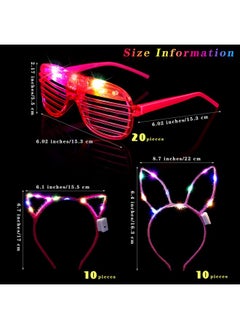 Elcoho Elcoho 60 Pieces Glow in the Dark Party Supplies LED Light Up Toy Party Favors Includes 20 LED Shutter Glasses, 20 Glow Headbands, 20 LED Glow Bracelets, Neon Party Favors for Glow Party, Birthday  - Image 2