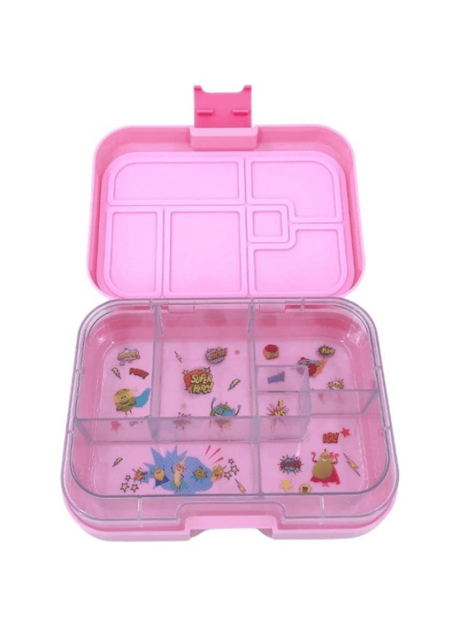 Tiny Wheel 6-Compartment Rectangular Bento Box for Kids Pink - Image 2