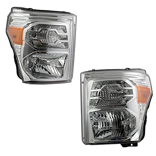 TRQ Driver & Passenger Side Headlight Assembly Set Headlights Driver & Passenger Side Compatible with 2011-2016 Ford F-250 Super Duty F-350 Super Duty FO2502290 FO2503290 - Image 1