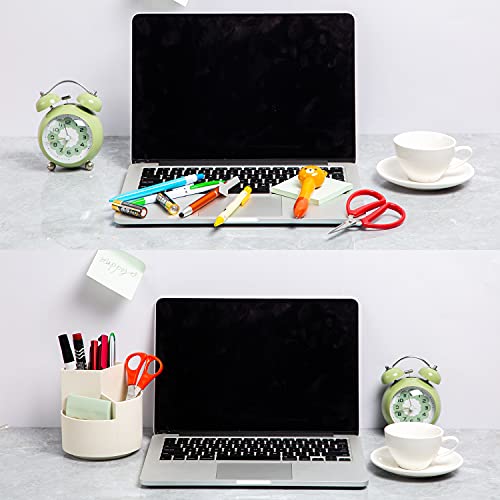EDENMS Desk Pencil Pen Holder, 3 Slots 360-Degree Spinning Organizers, Desktop Storage Stationery Supplies, Cute Cup Pot for Office, School, Art Supply, Kids - White - Image 4