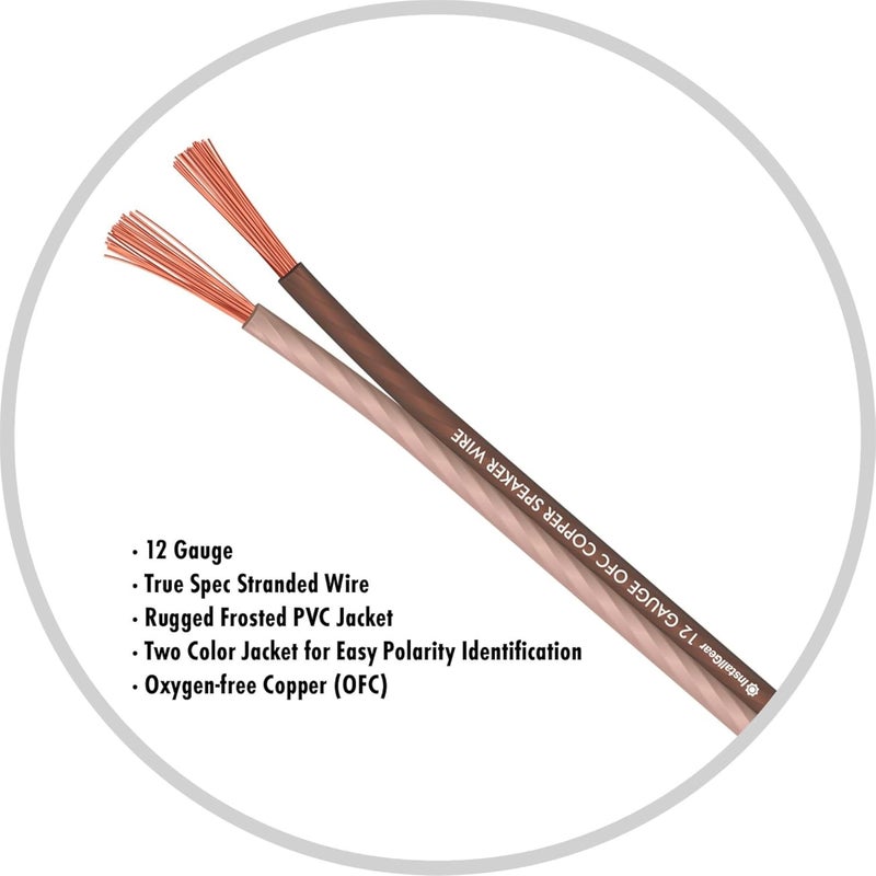 InstallGear 12 Gauge Speaker Wire 100ft - Deoxidized Copper OFC Speaker Wires 12 Gauge - Flexible Wire Cable with Polarity Marking - Soft Touch 12 AWG Wire for Audio, Amp and Home Theater Use - Brown - Image 5