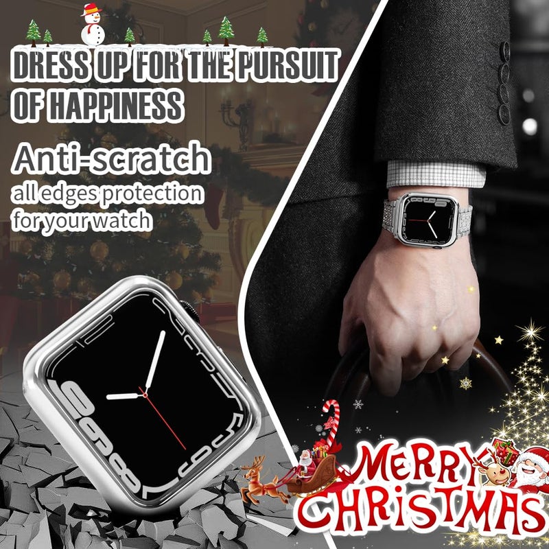 top4cus 41mm Case Soft Flexible Lightweight Anti-Scratch Overall Protective 41mm Iwatch Waterproof Cover Case Shiny Workout Shockproof Bumper Compatible with Apple Watch Series 9/8/7 - Silver - Image 4