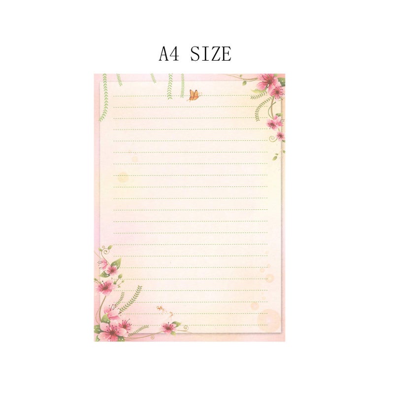 IMagicoo 50 Writing Stationery Paper Set, Lined Stationery Paper for Writing letters, Floral Letter Writing Papers with lines for Invitations, Notes, 11.7x8.26'' Letterhead Papers, 2 Different Style - Image 3