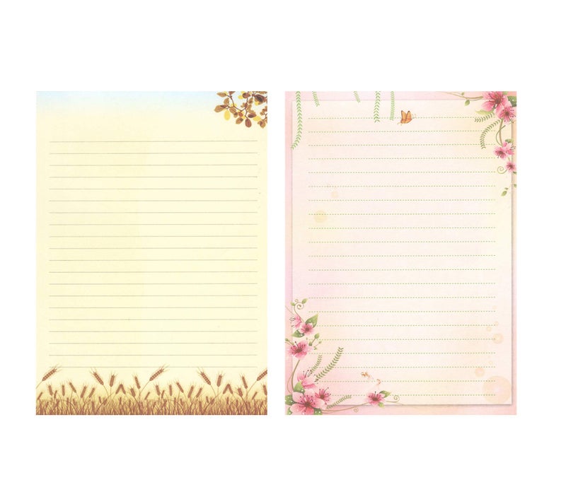 IMagicoo 50 Writing Stationery Paper Set, Lined Stationery Paper for Writing letters, Floral Letter Writing Papers with lines for Invitations, Notes, 11.7x8.26'' Letterhead Papers, 2 Different Style - Image 2