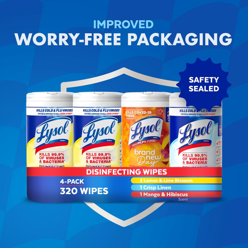 Lysol Disinfecting Wipes Bundle, Home Apartment Dorm Room Essentials and Cleaning Supplies, All Purpose Cleaner, Multi-surface Cleaning Wipes, Multi-Scent Sanitizing Wipes Bundle, 80 Count (4pk) - Image 5
