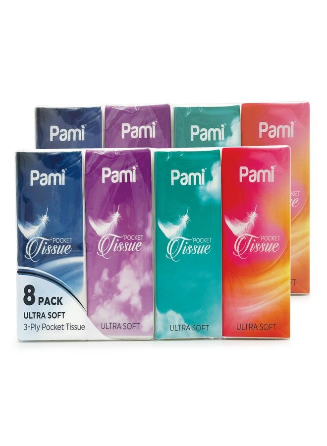 PAMI Ultra-Soft 3-Ply Pocket Tissues, Small Packs of Tissues for Purse, Strong & Absorbent Facial Wipes (Pack of 8 10 Count (Pack of 8)) - Image 1