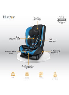Nurtur Bruno BabyKids 3in1 Car Seat 4 Position Recline 5Point Safety Harness 143° Angle Recline 0 months to 7 years Group 012 Upto 25kg Official Product  - Image 2