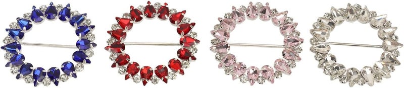 4Pcs T Shirt Clips Round Assorted Colors, Electroplated Metal Rhinestone Shiny Ribbon Buckles, Fashionable Scarf Ring Clip for DIY Craft Decoration, Perfect for T Shirts, Vests, Be - Image 4