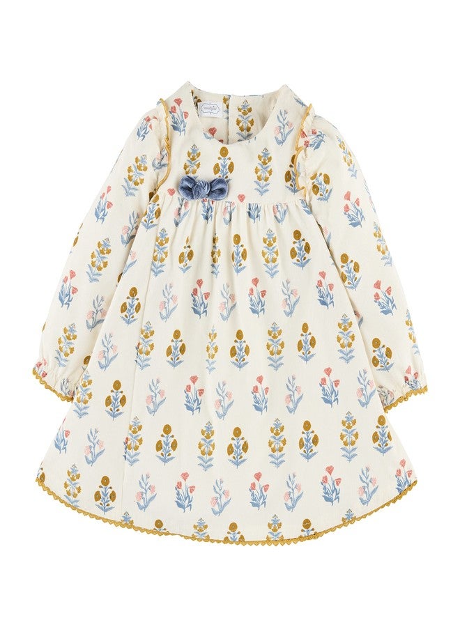 Mud Pie Baby Girls Dress, Fall Floral Corduroy, 4T - Image 1