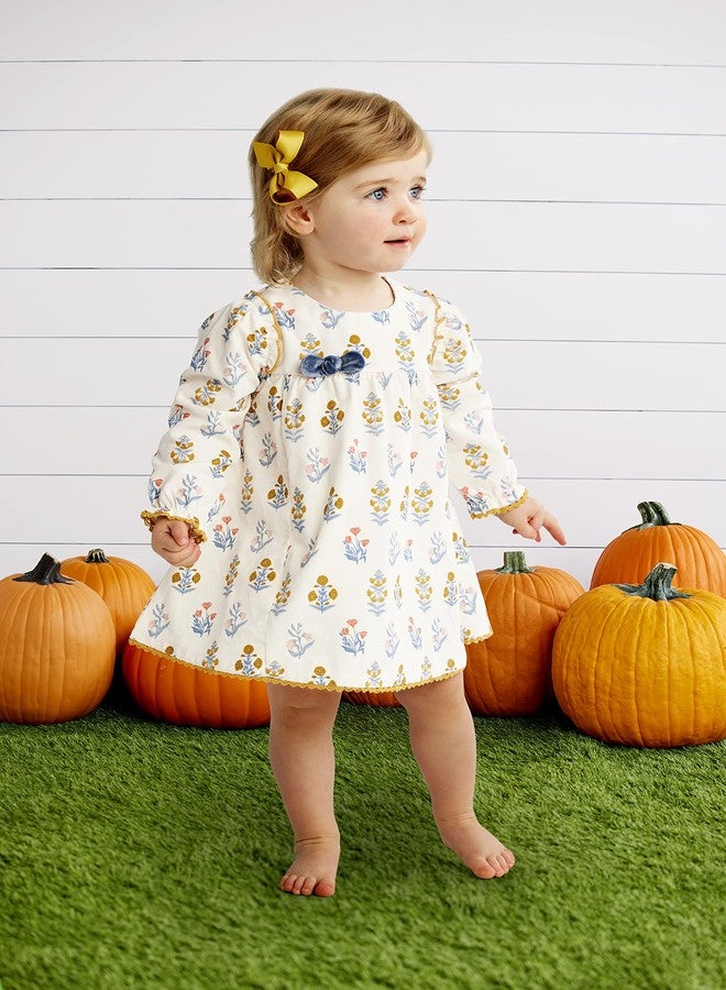 Mud Pie Baby Girls Dress, Fall Floral Corduroy, 4T - Image 2