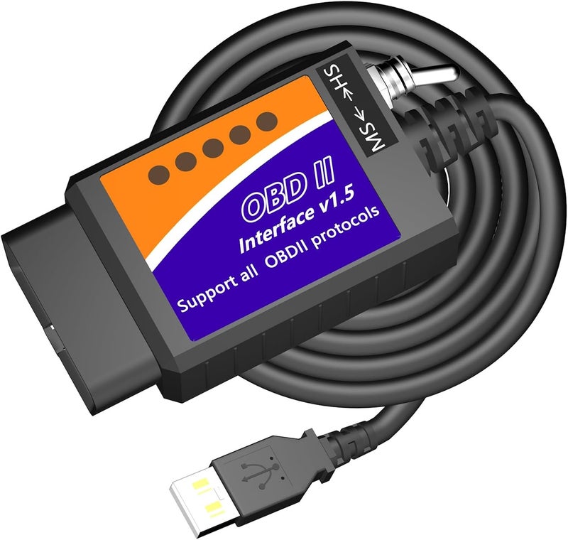 OBD2 to USB Cable Diagnostic Tool ELM327 OBD2 Code Reader Scanner ELM 327 USB Interface OBD to USB adapter OBD2 Connector OBDII Scan Automotive for GM Chevy Ford Toyota Honda Car SUV Pickup for Laptop - Image 1