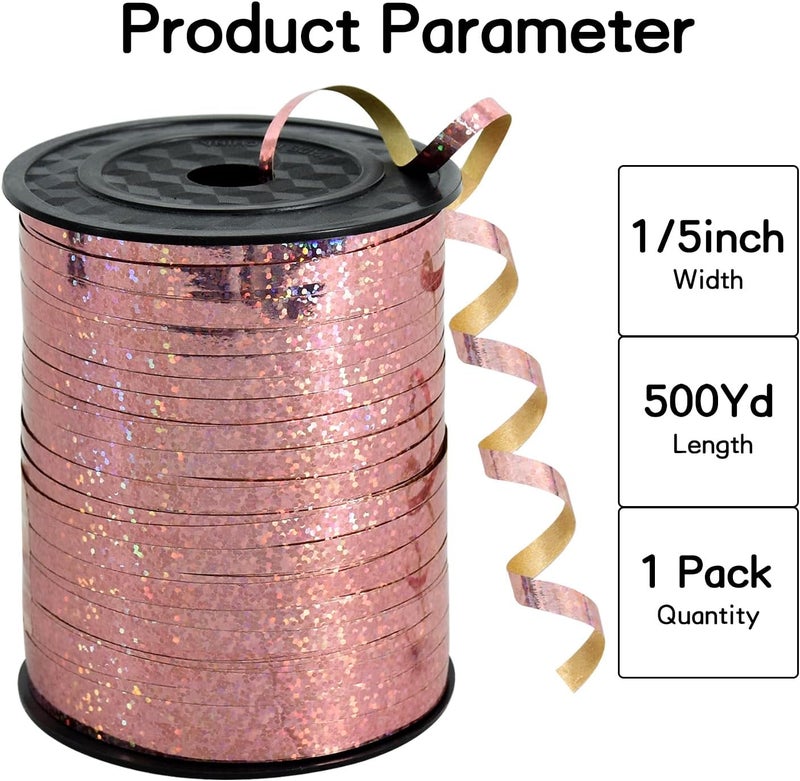 BEISHIDA 500 Yards Curling Ribbon Balloon String Ribbon - Rose Gold Crimped Shiny Metallic Roll for Gift Wrapping Valentines Mother's Day Birthday Wedding Party Decoration - Image 2