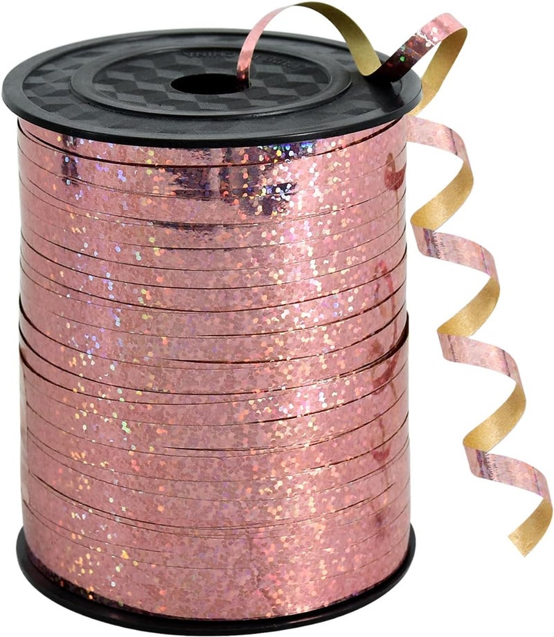 BEISHIDA 500 Yards Curling Ribbon Balloon String Ribbon - Rose Gold Crimped Shiny Metallic Roll for Gift Wrapping Valentines Mother's Day Birthday Wedding Party Decoration - Image 1