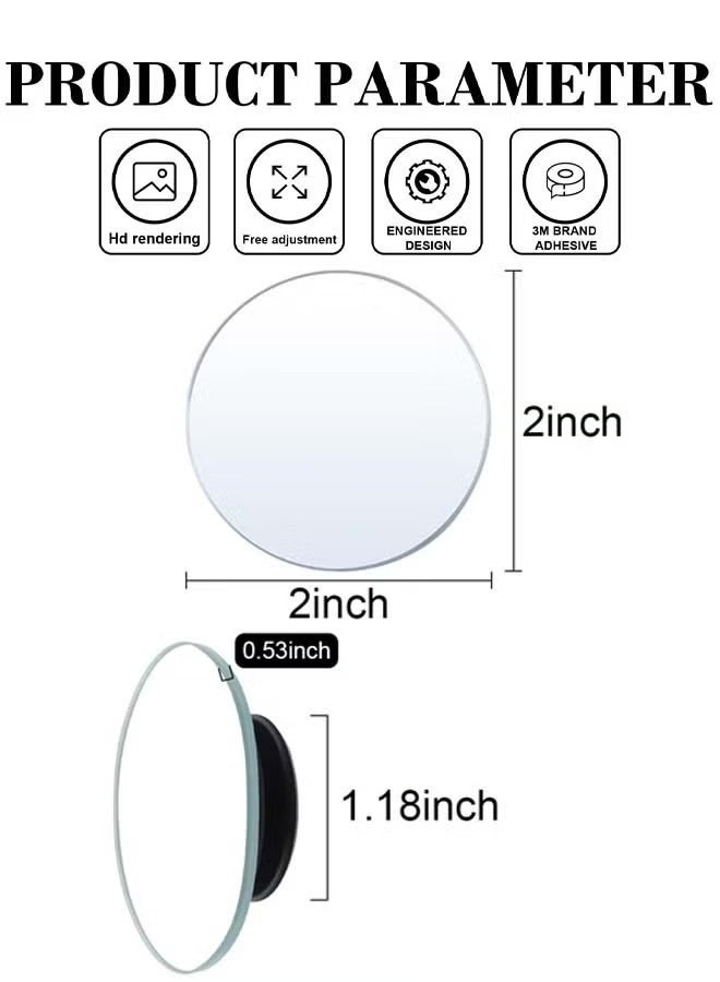 2 قطعة من مرايا النقطة العمياء للسيارة، مرآة النقطة العمياء، صغيرة مستديرة محدبة قابلة للتعديل بزاوية 360 درجة، رؤية خلفية واسعة لجميع المركبات سيارة عالمية، 2 بوصة مستديرة عالية الدقة من الزجاج بدون إطار، مرايا الرؤية الخلفية المحدبة، ملحقات خارجية مع عصا قابلة للتعديل بزاوية واسعة - Image 2