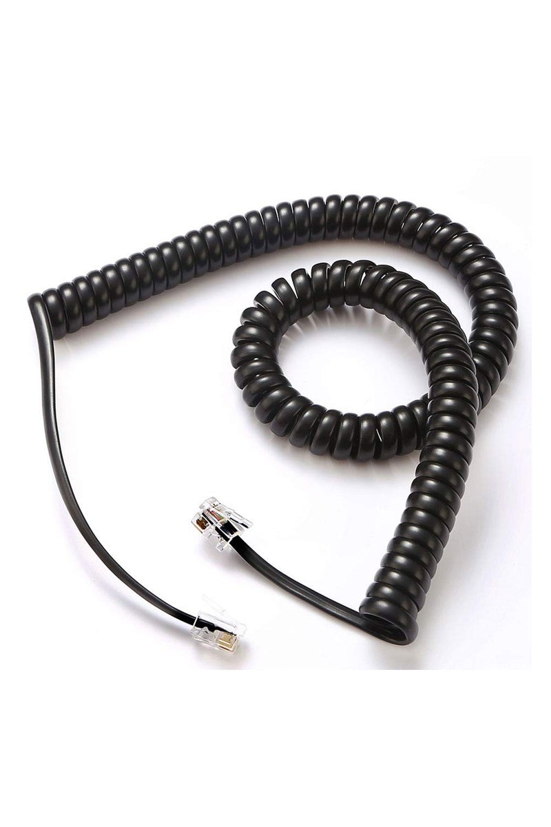 Terminator RJ9/RJ22 4C 2Meter Spring Type Telephone Cord Cable Line Wire – Reliable 4-conductor Cable For Landline Phones, Fax Machines,security & Intercom (Black) - Image 1