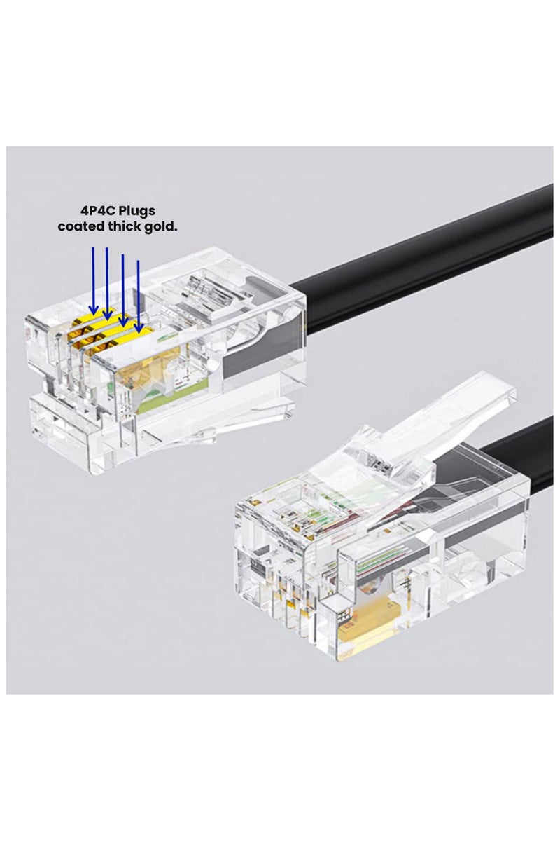 Terminator RJ9/RJ22 4C 2Meter Spring Type Telephone Cord Cable Line Wire – Reliable 4-conductor Cable For Landline Phones, Fax Machines,security & Intercom (Black) - Image 4