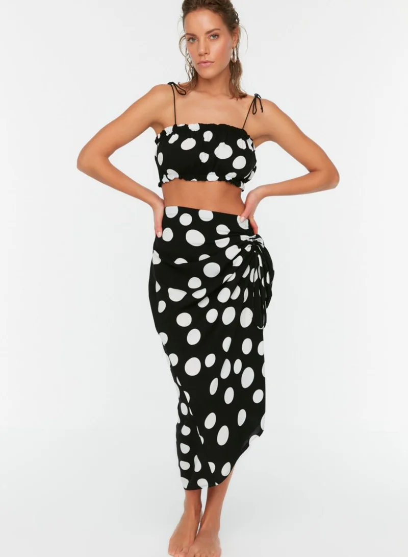 trendyol Polka Dot Crop Top & Skirt Set