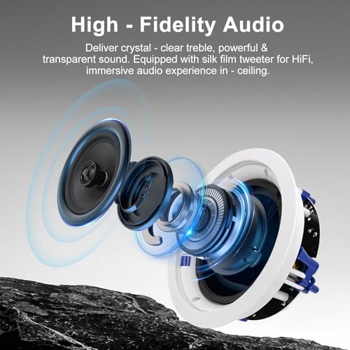 STUDIOFINIX 5.25 Inch Bluetooth Ceiling Speakers,300 Watt Max Power Output for Indoor Kichten,Living Room,Study Room,Basement and Covered Patio - Image 3