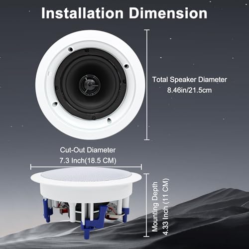 STUDIOFINIX 5.25 Inch Bluetooth Ceiling Speakers,300 Watt Max Power Output for Indoor Kichten,Living Room,Study Room,Basement and Covered Patio - Image 4