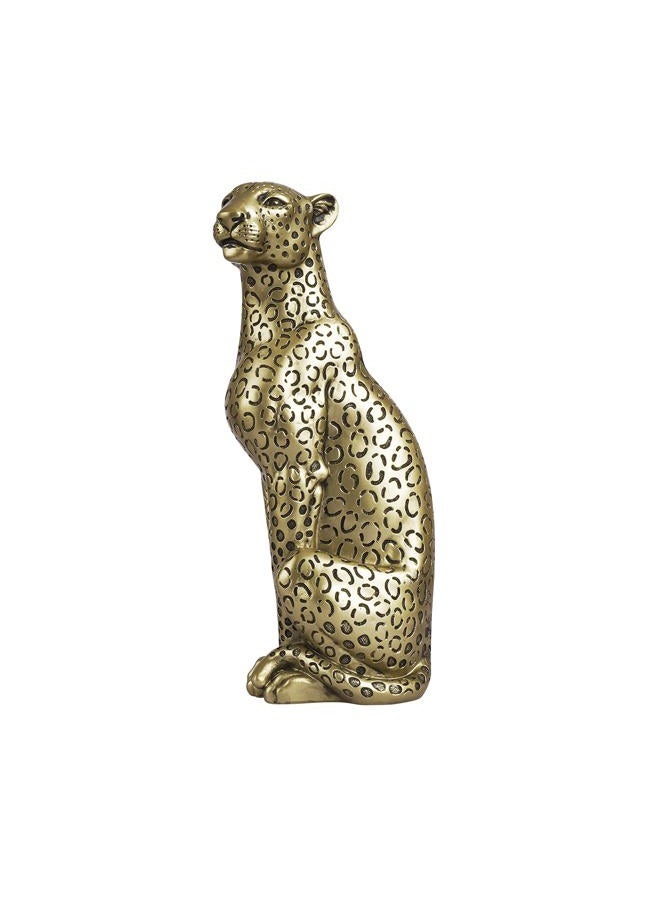 Polyroyal Cheetah Statue Home Decor Leopard Sculpture Resin Sitting Cheetah Figurine Desktop Table Top Ornament Decoration for Home Office Champagne Gold - Image 1