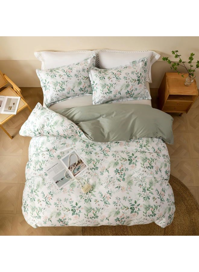 OAITE Duvet Cover Set,100% Cotton Comforter Cover with Floral Pattern Duvet Cover Set,Soft Bedding Set Includes with 3 Piece (2 Pillow Shams,1 Duvet Cover) - Image 3