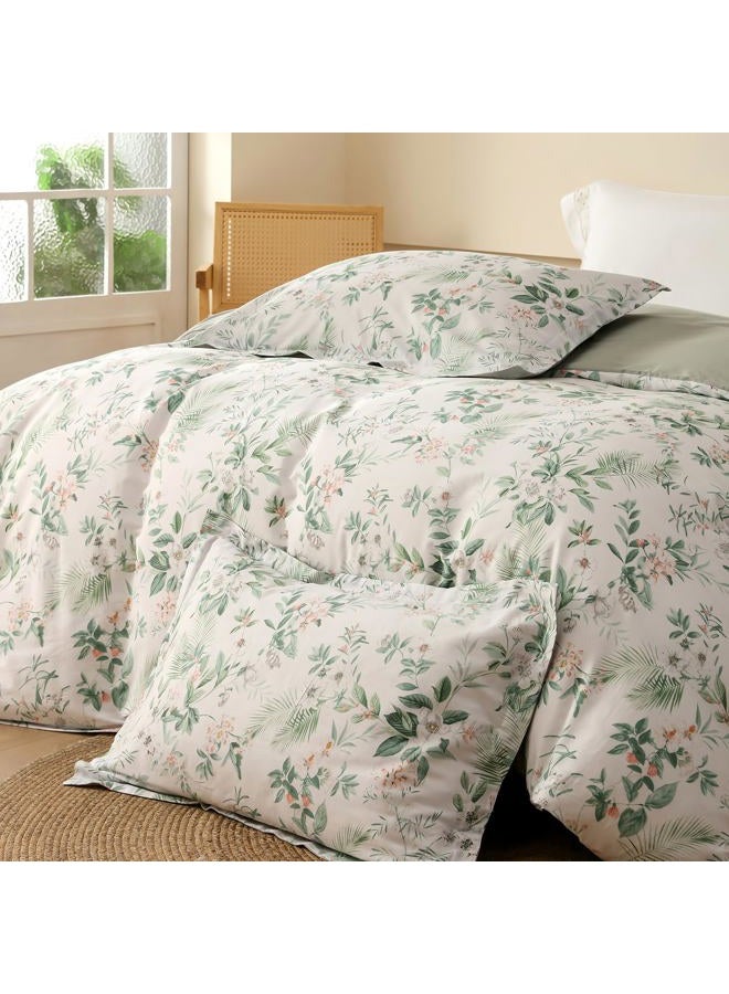 OAITE Duvet Cover Set,100% Cotton Comforter Cover with Floral Pattern Duvet Cover Set,Soft Bedding Set Includes with 3 Piece (2 Pillow Shams,1 Duvet Cover) - Image 4
