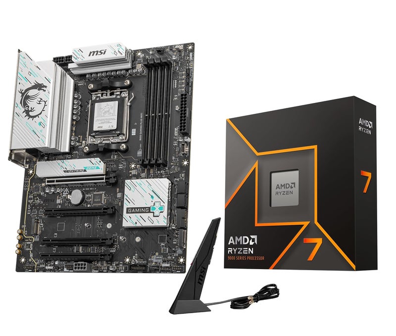 Micro Center AMD Ryzen 7 9700X CPU Processor with MSI B850 Gaming Plus WiFi Motherboard (ATX, AM5, DDR5, PCIe 5.0, M.2 Gen5, Wi-Fi 7, 5G LAN) - Image 1