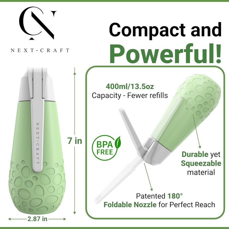 Next craft Portable Bidet for Men & Women – Handheld Travel Bidet & Peri Bottle with 180° Foldable Nozzle – Ideal for Postpartum Recovery, Perineal Care, Camping & Daily Hygiene – BPA-Free 13.5oz – Nextcraft - Image 2