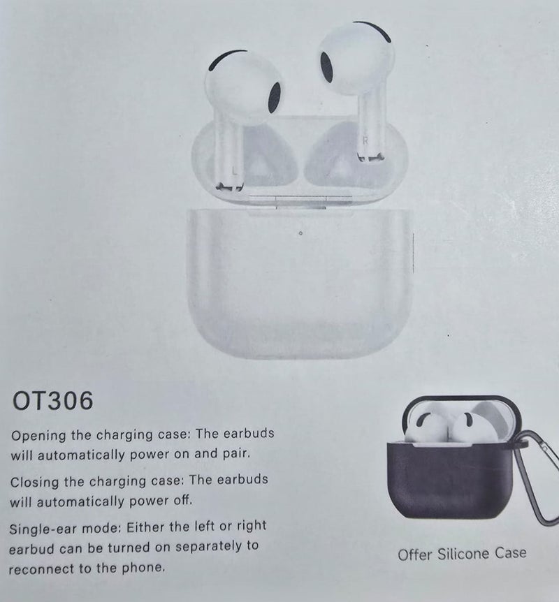 Oteeto OT306 Wireless Bluetooth Earbuds, White, Ergonomic Lightweight Design with Smart Charging Case, Perfect for Daily Calls and Music, Compatible with All Smartphones and Devices - Image 4