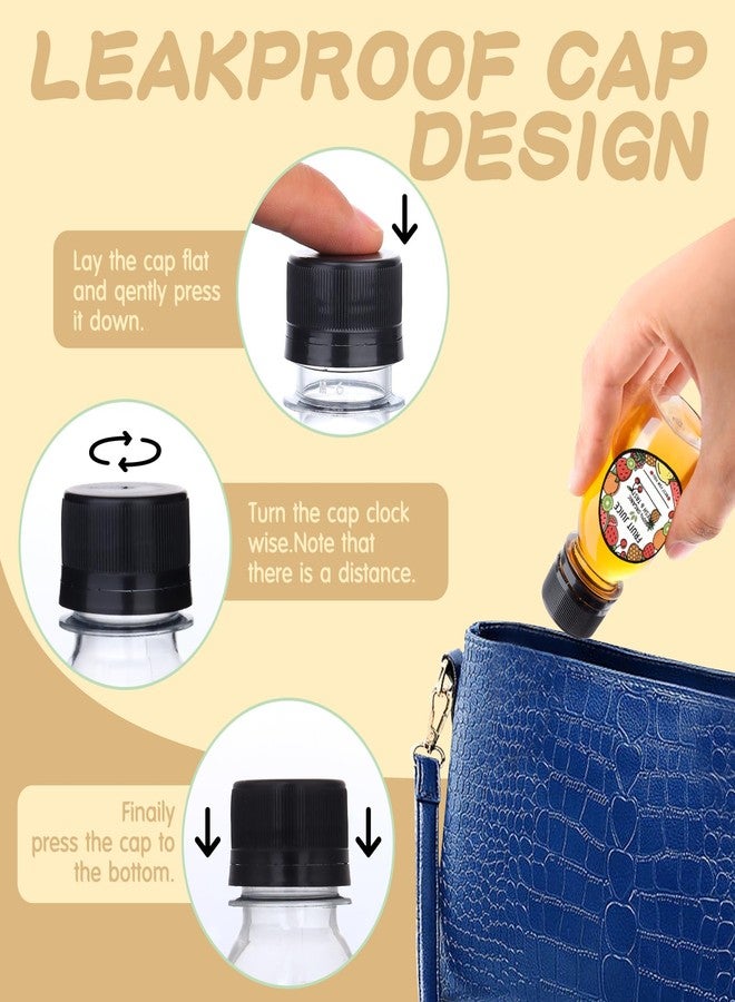 Barafat 100 Pcs 2 oz Plastic Juice Shot Bottles with Caps, Clear Ginger Shots Bottles with Lids, Mini Jar for Liquids with Scale and Labels Portable Mini Containers for Ginger Juice Milk (Black Caps, 2OZ) - Image 5