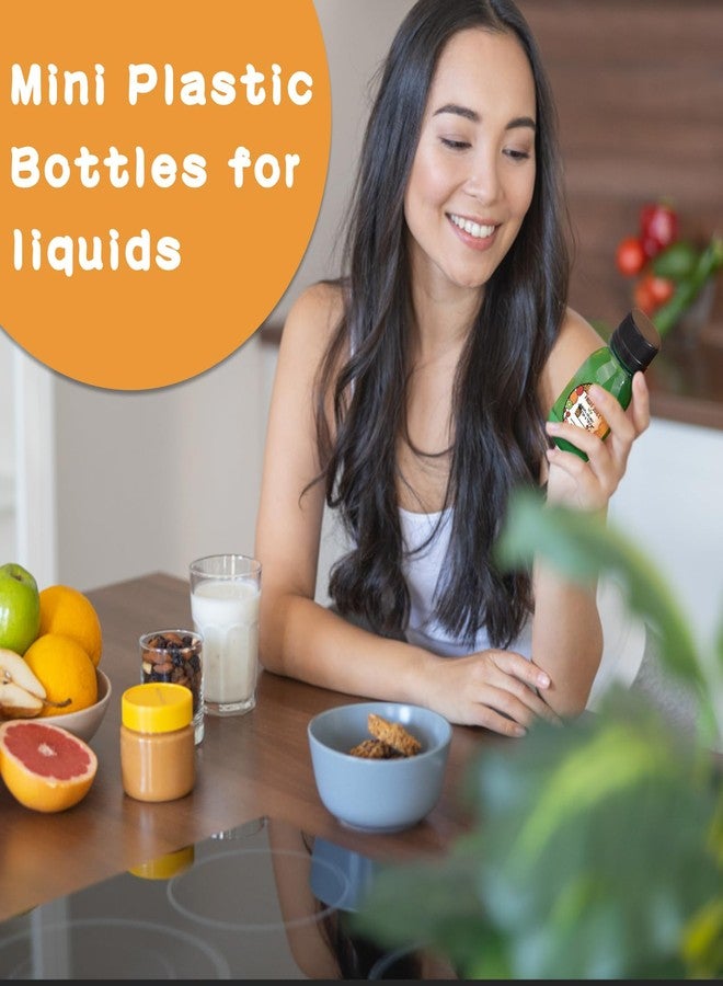 Barafat 100 Pcs 2 oz Plastic Juice Shot Bottles with Caps, Clear Ginger Shots Bottles with Lids, Mini Jar for Liquids with Scale and Labels Portable Mini Containers for Ginger Juice Milk (Black Caps, 2OZ) - Image 4