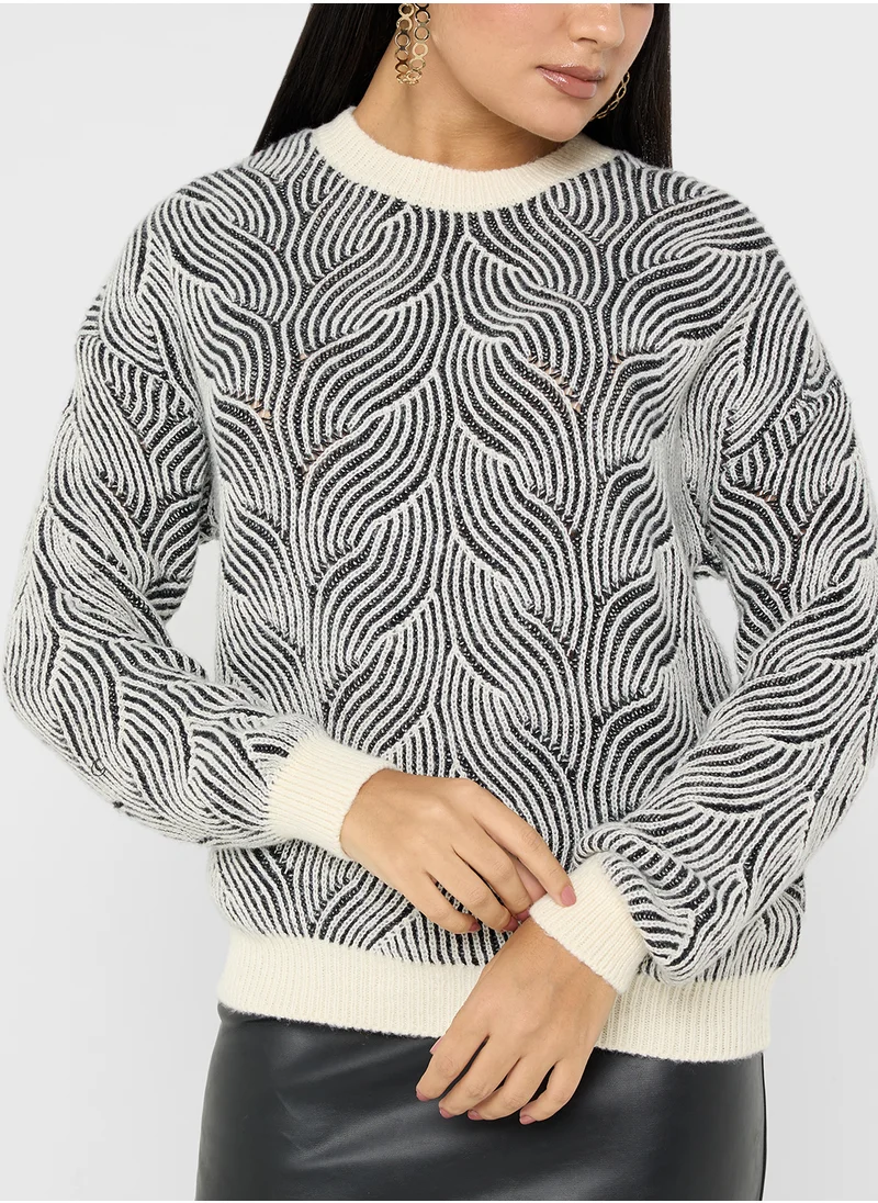 ELLA Printred Crew Neck Sweater