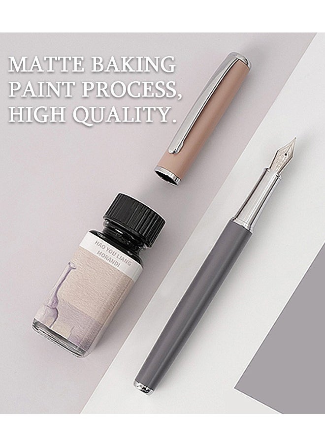 Beyond Metal Fountain Pen Set, Morandi color palette High End Business Signature Pen, 0.5mm Fountain Pens Box for Men and Women Writing  - Image 2