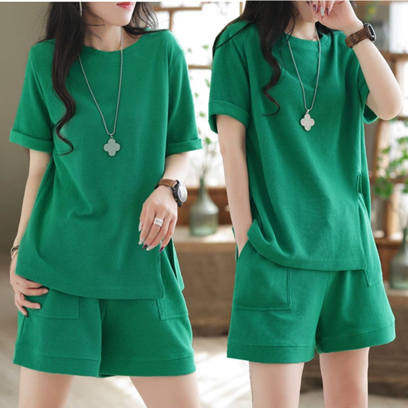Casual Shorts  Retro Tee Set 2024 Black - Image 3