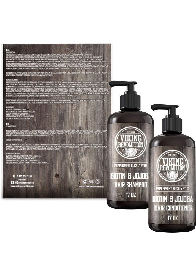 Viking Revolution Viking Revolution Biotin Mens Shampoo and Conditioner Set - Eucalyptus Shampoo and Conditioner Set with Jojoba Oil and Mint Oil - Peppermint Oil Hair Conditioner for Men (17 Oz)  - Image 5