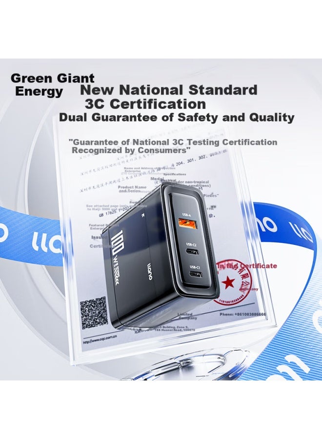 llano 100W Gan Charger With Type-C Cable Set For Laptop And Smartphone Pd Fast Charging Head Compatible With Macbook, Xiaomi, Huawei, Honor, Lenovo, Apple Iphone, And More - Image 2