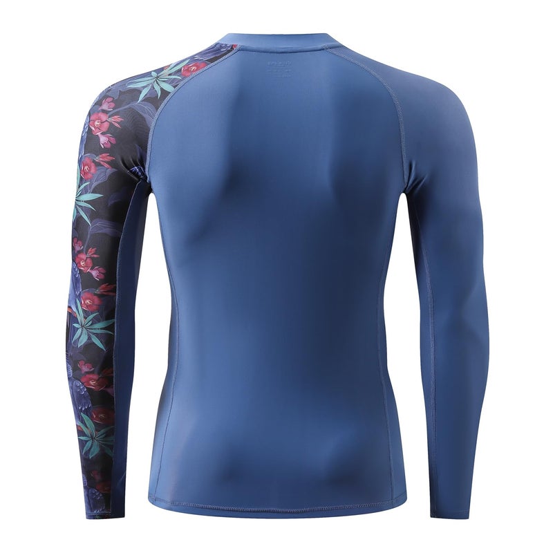 Adoreism Men 'S Splice Compression Long Sleeve Rash Guard Surf Swim Shirt Uv Sun Protection Upf 50+ (Blue Bird 2Xl) - Image 4