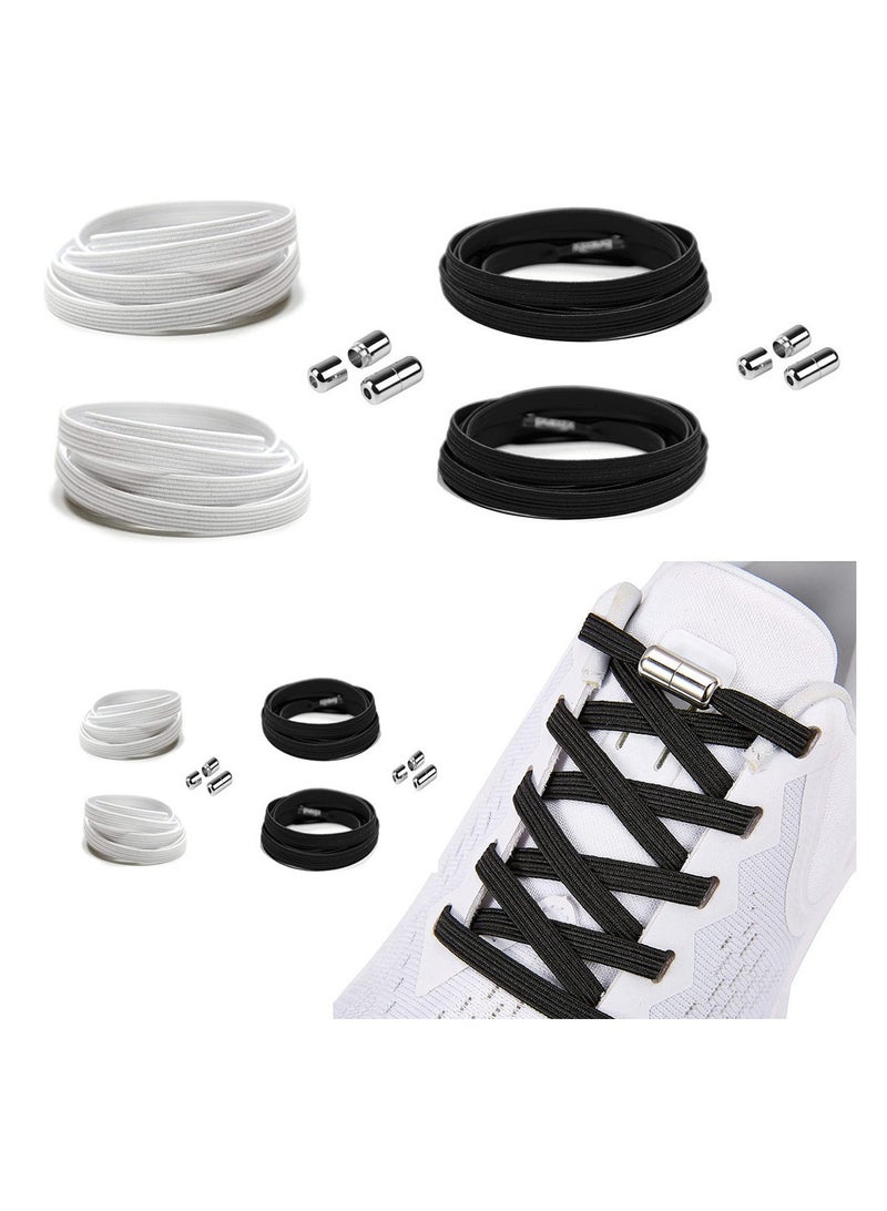 4 أزواج أربطة أحذية مرنة بدون أربطة، أربطة أحذية بدون أربطة للأطفال والكبار وكبار السن، مقاس واحد يناسب الجميع - Image 1