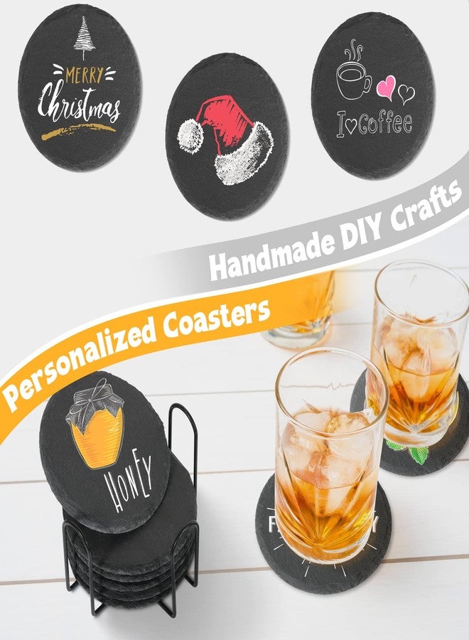 GLCON Black Slate Coasters for Drinks - Set of 6 - Anti-Scratch Drink Coasters with Holder - Natural Stone Coaster Bulk, Unique DIY Crafts - Cup Coaster Set for Home Decor, Bar, Coffee, Table - Image 5