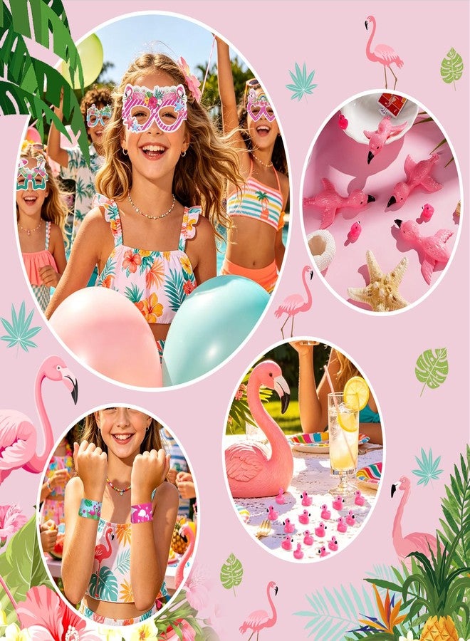 Vanblue 140 Pcs Flamingo Party Favors Set Gift Flamingo Birthday Decorations,Summer Tropical Hawaiian Luau Party Supplies Gifts for Kids Pool Beach,Paper Eyeglasses Goodie Bags Stuffers - Image 4