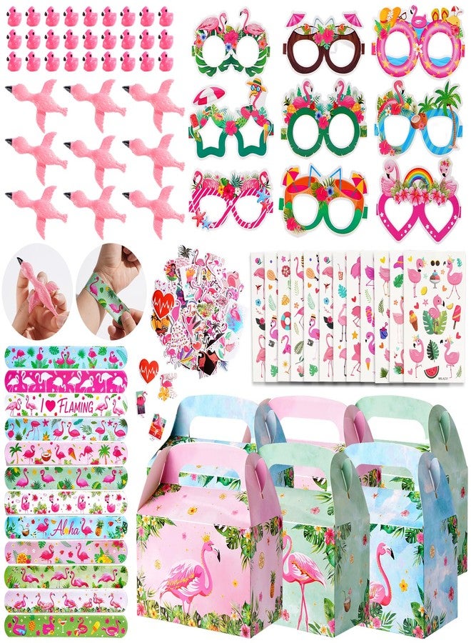 Vanblue 140 Pcs Flamingo Party Favors Set Gift Flamingo Birthday Decorations,Summer Tropical Hawaiian Luau Party Supplies Gifts for Kids Pool Beach,Paper Eyeglasses Goodie Bags Stuffers - Image 1