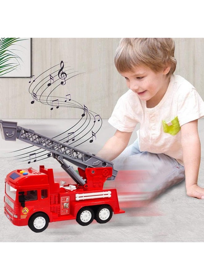 Munchkin Land munchkin land Fire Rescue Truck Toy, Pull Back and Go, Light and Sound, 3+ Years  - Image 4