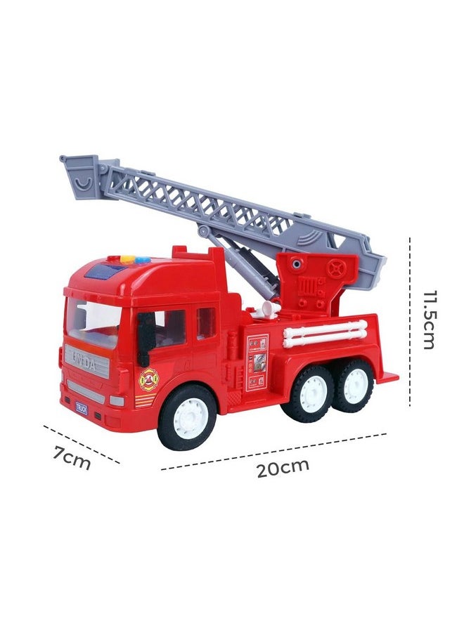 Munchkin Land munchkin land Fire Rescue Truck Toy, Pull Back and Go, Light and Sound, 3+ Years  - Image 3
